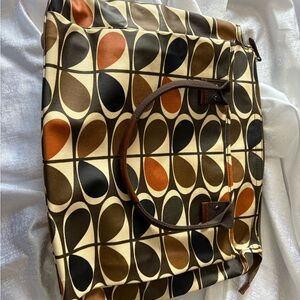 Orla Kiely Brown and Tan Tote Bag with Iconic Pattern
